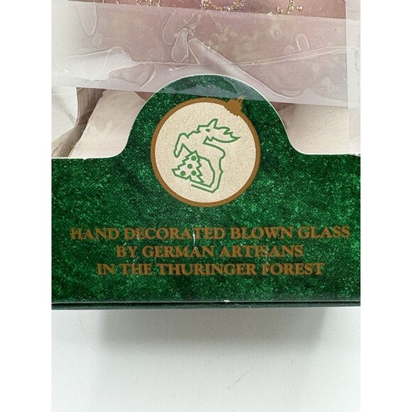 Vtg Lauscha Glas Creation PINK Blown Glass Tree Topper GLITTER FLORAL 11” German - Picture 10 of 13